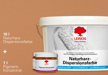 LEINOS Set Wandfarbe - Naturharz-Dispersionsfarbe 660 + Pigment-Konzentrat 668