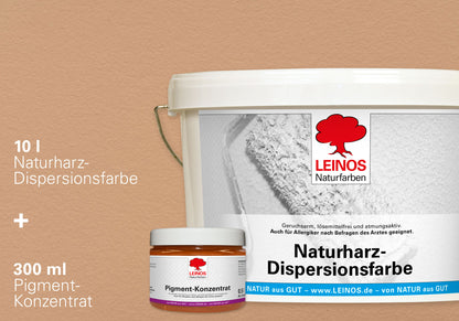 LEINOS Set Wandfarbe - Naturharz-Dispersionsfarbe 660 + Pigment-Konzentrat 668