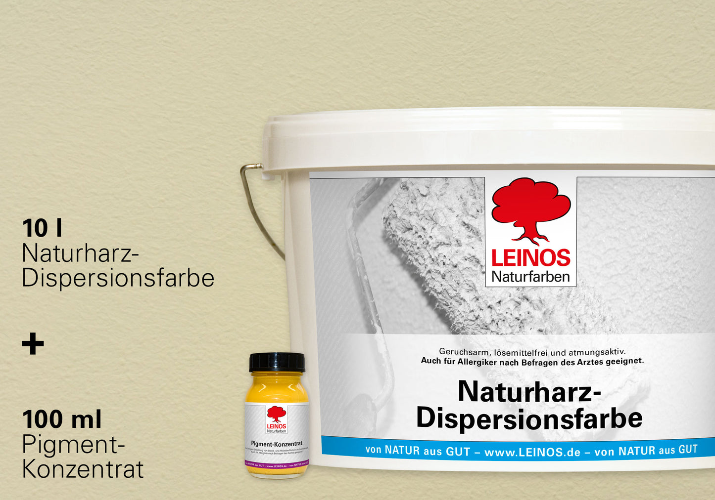 LEINOS Set Wandfarbe - Naturharz-Dispersionsfarbe 660 + Pigment-Konzentrat 668