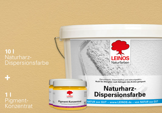 LEINOS Set Wandfarbe - Naturharz-Dispersionsfarbe 660 + Pigment-Konzentrat 668