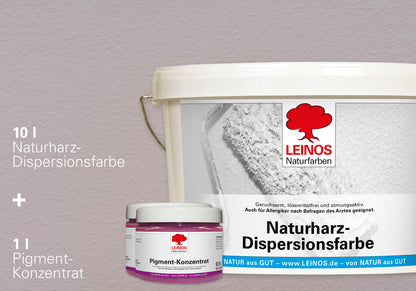 LEINOS Set Wandfarbe - Naturharz-Dispersionsfarbe 660 + Pigment-Konzentrat 668