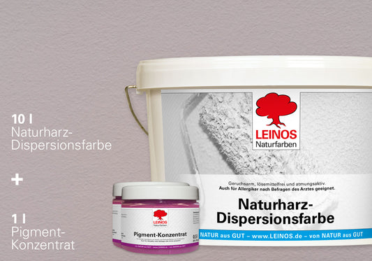 LEINOS Set Wandfarbe - Naturharz-Dispersionsfarbe 660 + Pigment-Konzentrat 668