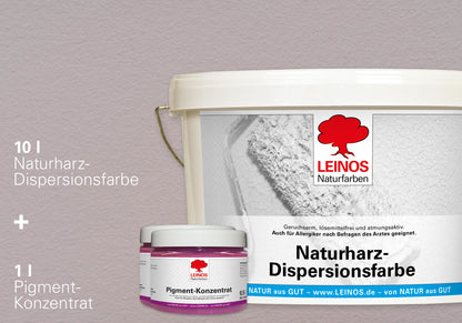 LEINOS Set Wandfarbe - Naturharz-Dispersionsfarbe 660 + Pigment-Konzentrat 668