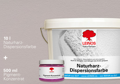 LEINOS Set Wandfarbe - Naturharz-Dispersionsfarbe 660 + Pigment-Konzentrat 668