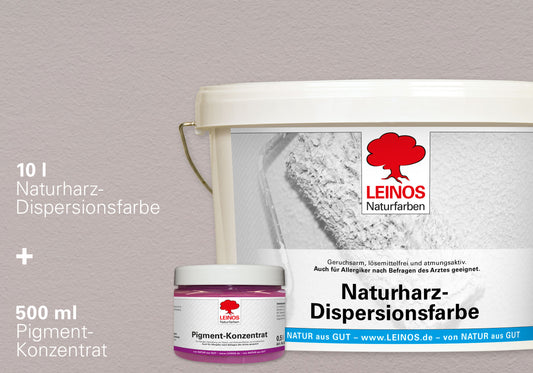 LEINOS Set Wandfarbe - Naturharz-Dispersionsfarbe 660 + Pigment-Konzentrat 668