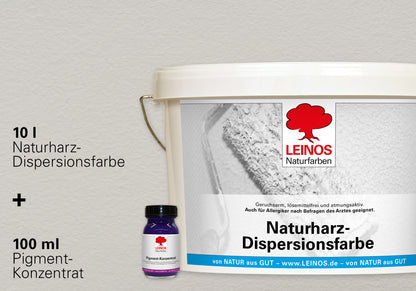 LEINOS Set Wandfarbe - Naturharz-Dispersionsfarbe 660 + Pigment-Konzentrat 668