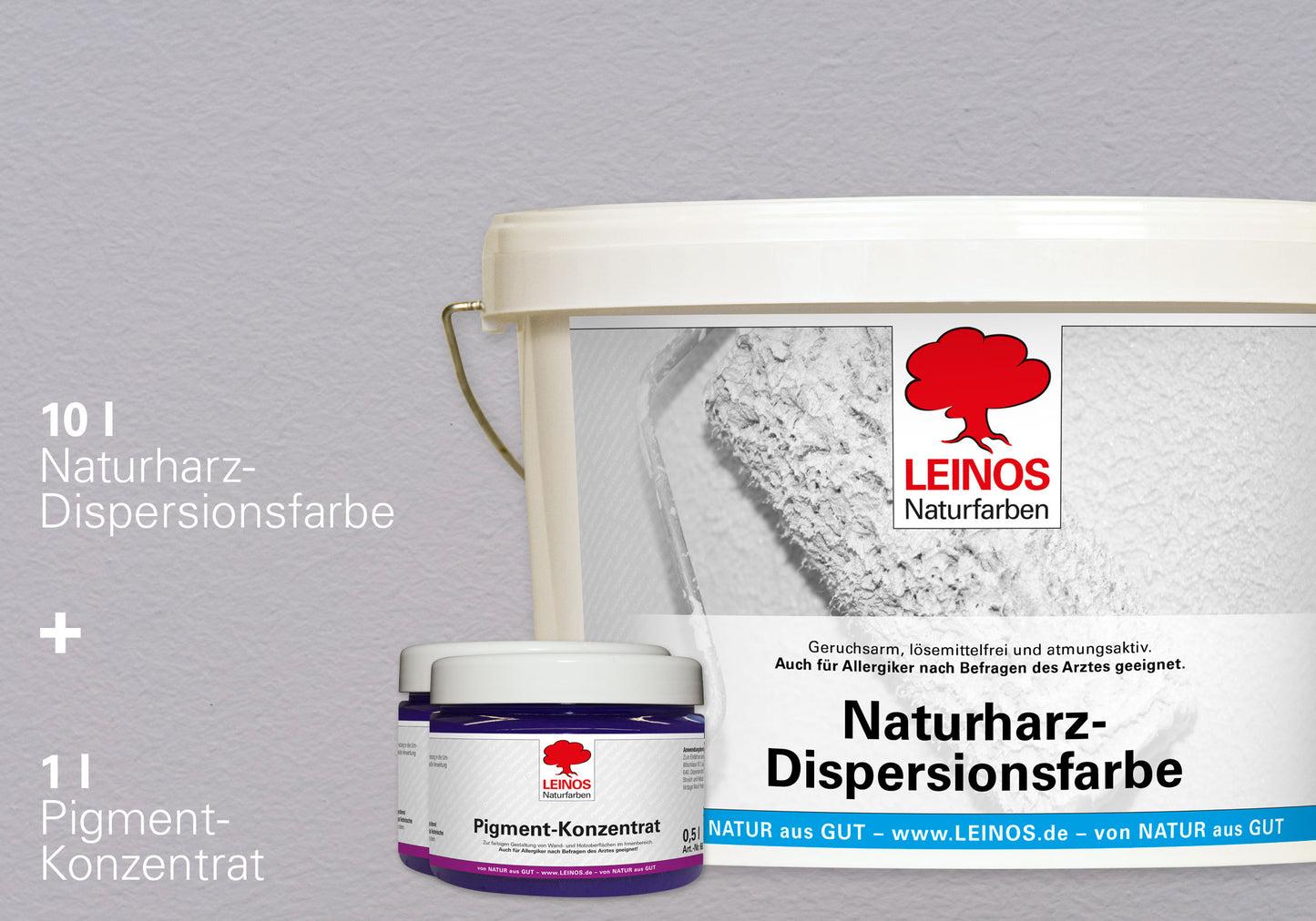 LEINOS Set Wandfarbe - Naturharz-Dispersionsfarbe 660 + Pigment-Konzentrat 668