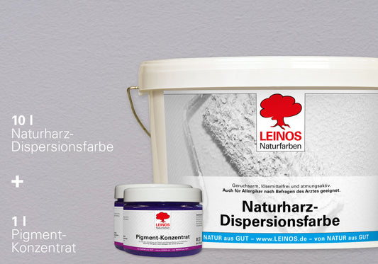 LEINOS Set Wandfarbe - Naturharz-Dispersionsfarbe 660 + Pigment-Konzentrat 668