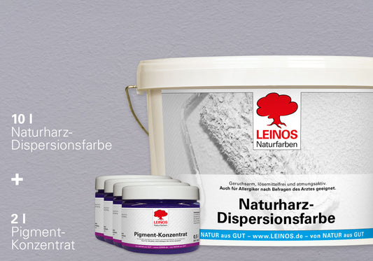 LEINOS Set Wandfarbe - Naturharz-Dispersionsfarbe 660 + Pigment-Konzentrat 668