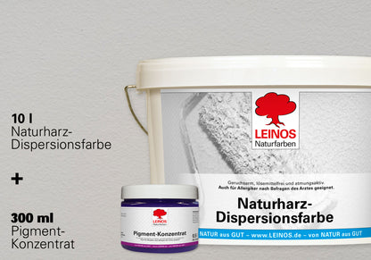 LEINOS Set Wandfarbe - Naturharz-Dispersionsfarbe 660 + Pigment-Konzentrat 668