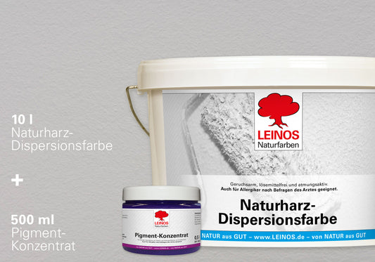 LEINOS Set Wandfarbe - Naturharz-Dispersionsfarbe 660 + Pigment-Konzentrat 668