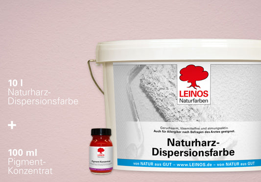 LEINOS Set Wandfarbe - Naturharz-Dispersionsfarbe 660 + Pigment-Konzentrat 668