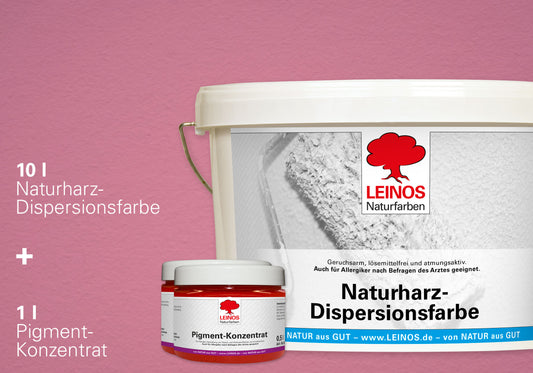 LEINOS Set Wandfarbe - Naturharz-Dispersionsfarbe 660 + Pigment-Konzentrat 668