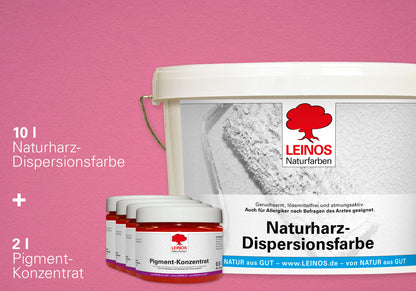 LEINOS Set Wandfarbe - Naturharz-Dispersionsfarbe 660 + Pigment-Konzentrat 668