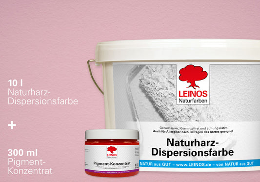 LEINOS Set Wandfarbe - Naturharz-Dispersionsfarbe 660 + Pigment-Konzentrat 668