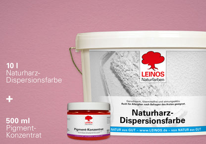 LEINOS Set Wandfarbe - Naturharz-Dispersionsfarbe 660 + Pigment-Konzentrat 668