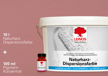 LEINOS Set Wandfarbe - Naturharz-Dispersionsfarbe 660 + Pigment-Konzentrat 668