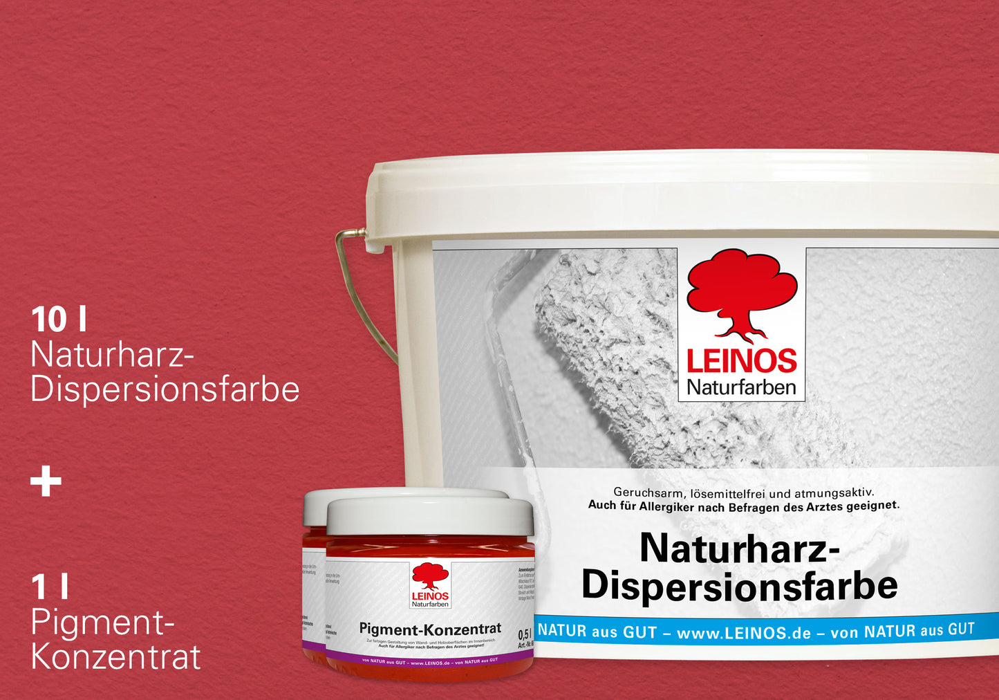 LEINOS Set Wandfarbe - Naturharz-Dispersionsfarbe 660 + Pigment-Konzentrat 668