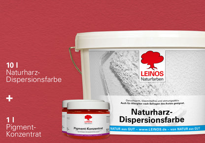 LEINOS Set Wandfarbe - Naturharz-Dispersionsfarbe 660 + Pigment-Konzentrat 668