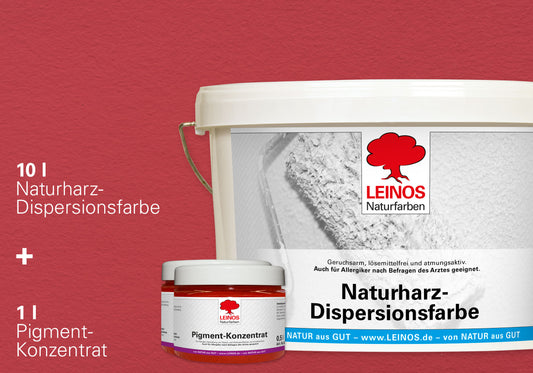 LEINOS Set Wandfarbe - Naturharz-Dispersionsfarbe 660 + Pigment-Konzentrat 668