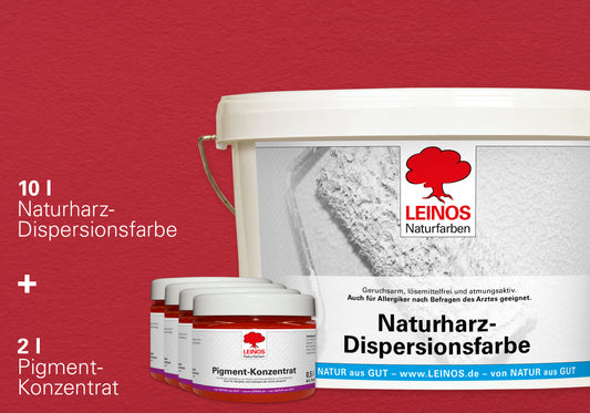 LEINOS Set Wandfarbe - Naturharz-Dispersionsfarbe 660 + Pigment-Konzentrat 668