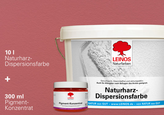 LEINOS Set Wandfarbe - Naturharz-Dispersionsfarbe 660 + Pigment-Konzentrat 668