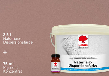 LEINOS Set Wandfarbe - Naturharz-Dispersionsfarbe 660 + Pigment-Konzentrat 668