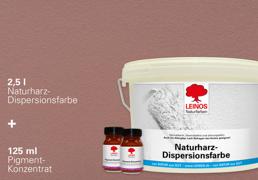 LEINOS Set Wandfarbe - Naturharz-Dispersionsfarbe 660 + Pigment-Konzentrat 668