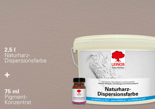LEINOS Set Wandfarbe - Naturharz-Dispersionsfarbe 660 + Pigment-Konzentrat 668