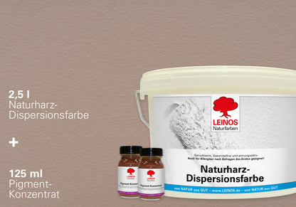 LEINOS Set Wandfarbe - Naturharz-Dispersionsfarbe 660 + Pigment-Konzentrat 668