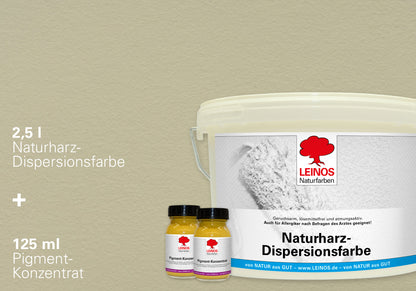 LEINOS Set Wandfarbe - Naturharz-Dispersionsfarbe 660 + Pigment-Konzentrat 668