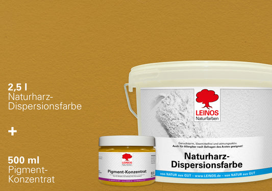 LEINOS Set Wandfarbe - Naturharz-Dispersionsfarbe 660 + Pigment-Konzentrat 668