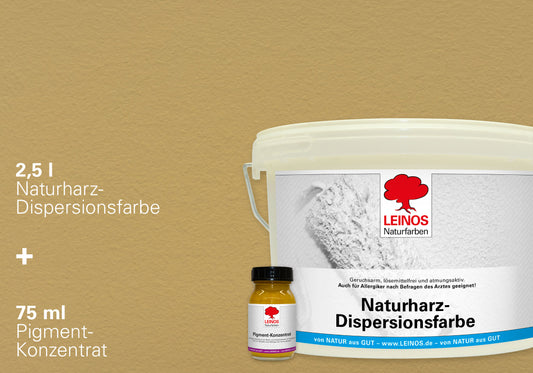 LEINOS Set Wandfarbe - Naturharz-Dispersionsfarbe 660 + Pigment-Konzentrat 668