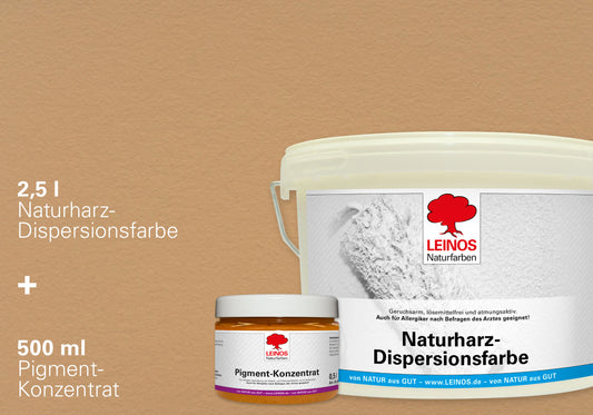 LEINOS Set Wandfarbe - Naturharz-Dispersionsfarbe 660 + Pigment-Konzentrat 668