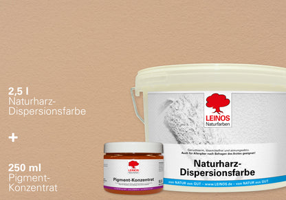 LEINOS Set Wandfarbe - Naturharz-Dispersionsfarbe 660 + Pigment-Konzentrat 668