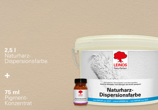LEINOS Set Wandfarbe - Naturharz-Dispersionsfarbe 660 + Pigment-Konzentrat 668