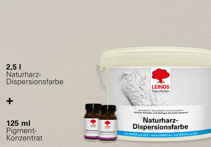 LEINOS Set Wandfarbe - Naturharz-Dispersionsfarbe 660 + Pigment-Konzentrat 668