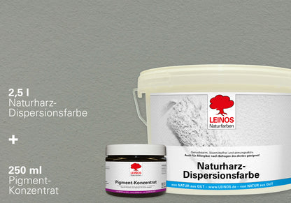 LEINOS Set Wandfarbe - Naturharz-Dispersionsfarbe 660 + Pigment-Konzentrat 668