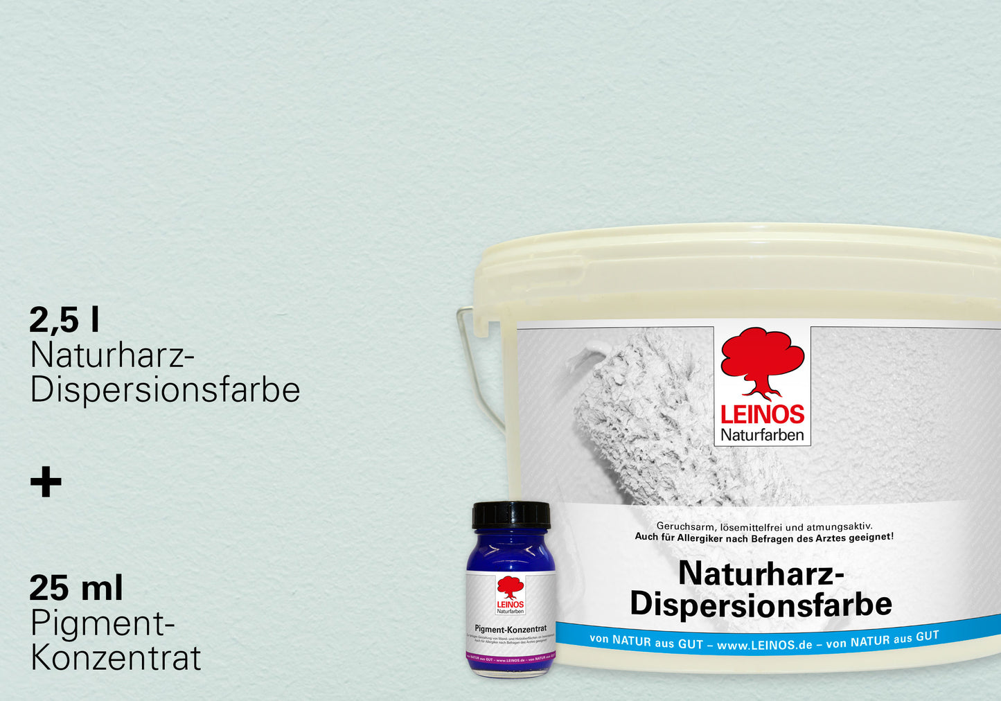 LEINOS Set Wandfarbe - Naturharz-Dispersionsfarbe 660 + Pigment-Konzentrat 668