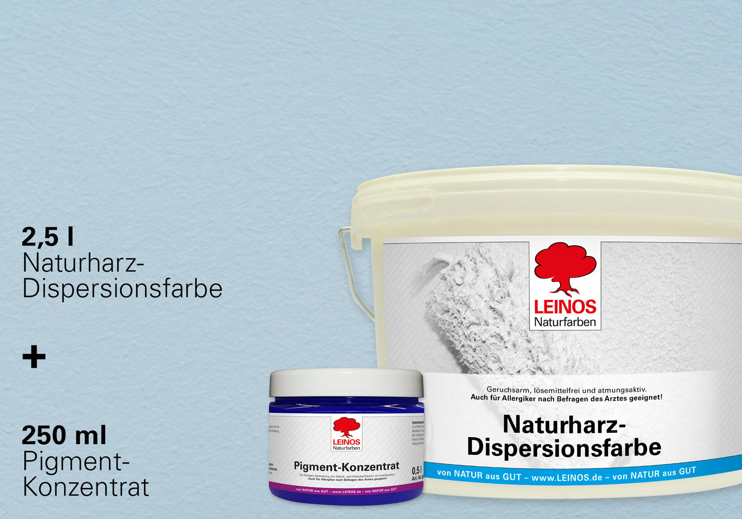 LEINOS Set Wandfarbe - Naturharz-Dispersionsfarbe 660 + Pigment-Konzentrat 668