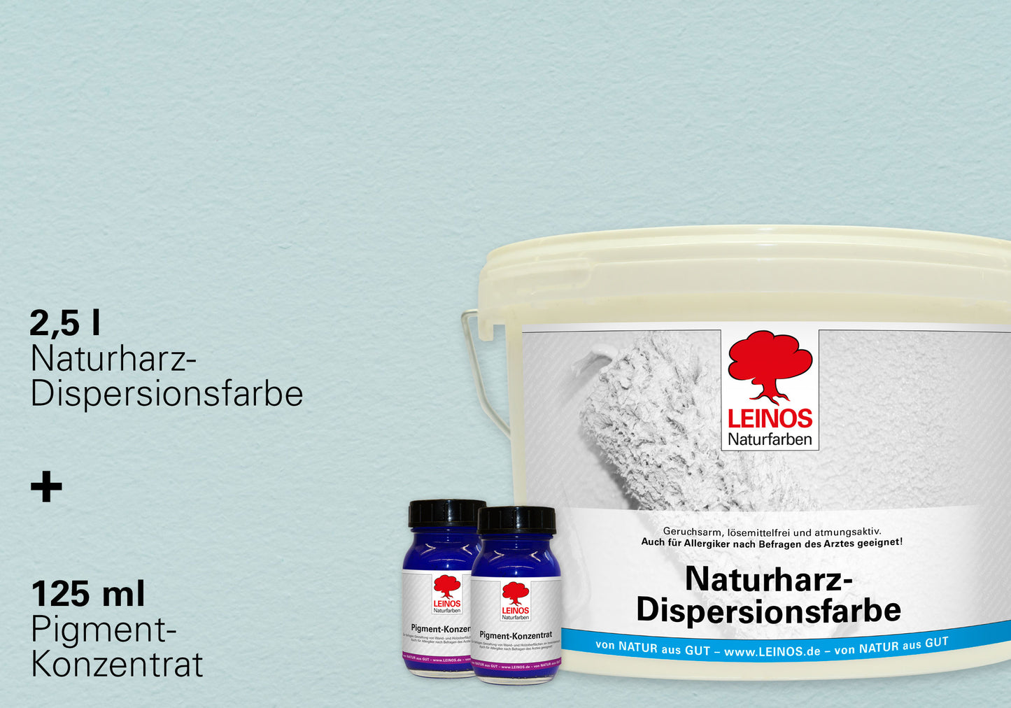 LEINOS Set Wandfarbe - Naturharz-Dispersionsfarbe 660 + Pigment-Konzentrat 668