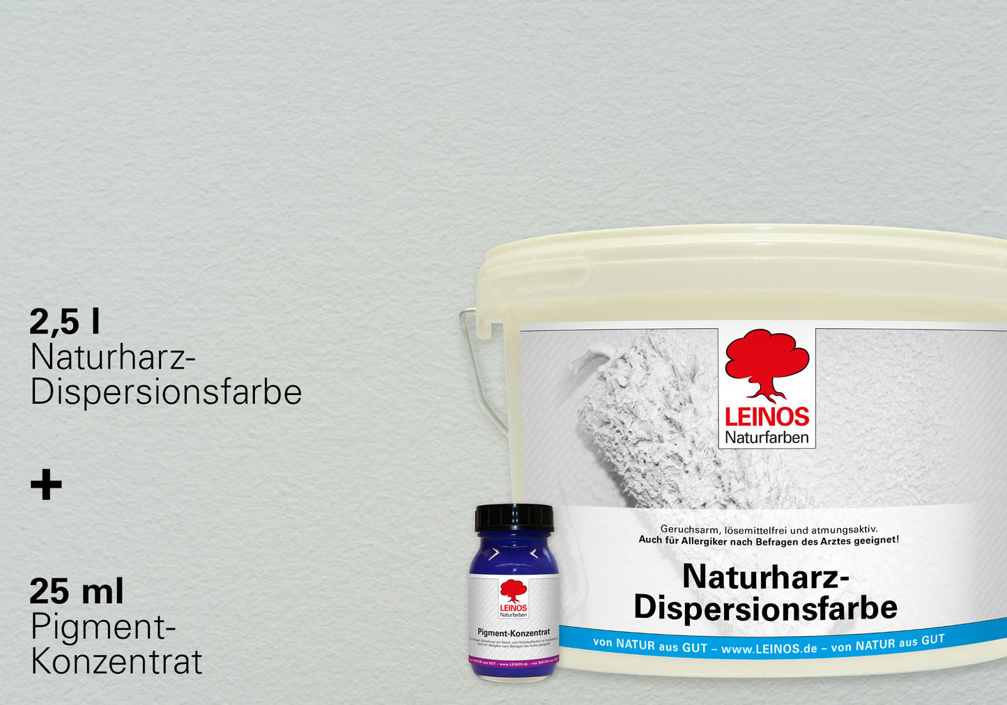 LEINOS Set Wandfarbe - Naturharz-Dispersionsfarbe 660 + Pigment-Konzentrat 668