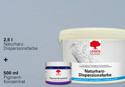 LEINOS Set Wandfarbe - Naturharz-Dispersionsfarbe 660 + Pigment-Konzentrat 668