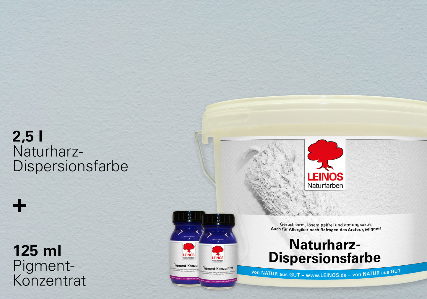 LEINOS Set Wandfarbe - Naturharz-Dispersionsfarbe 660 + Pigment-Konzentrat 668