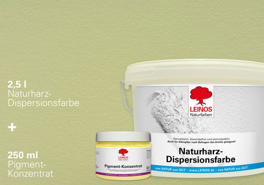 LEINOS Set Wandfarbe - Naturharz-Dispersionsfarbe 660 + Pigment-Konzentrat 668