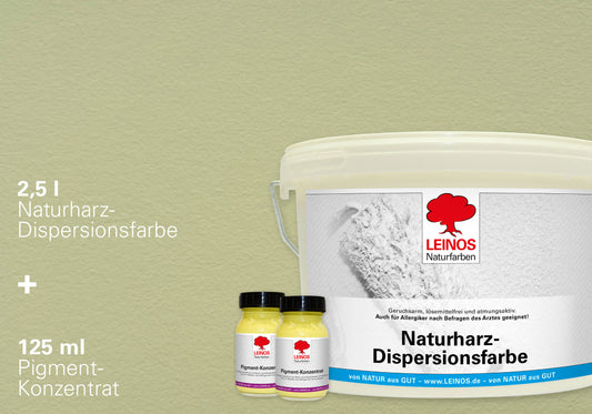 LEINOS Set Wandfarbe - Naturharz-Dispersionsfarbe 660 + Pigment-Konzentrat 668