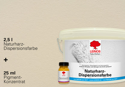 LEINOS Set Wandfarbe - Naturharz-Dispersionsfarbe 660 + Pigment-Konzentrat 668