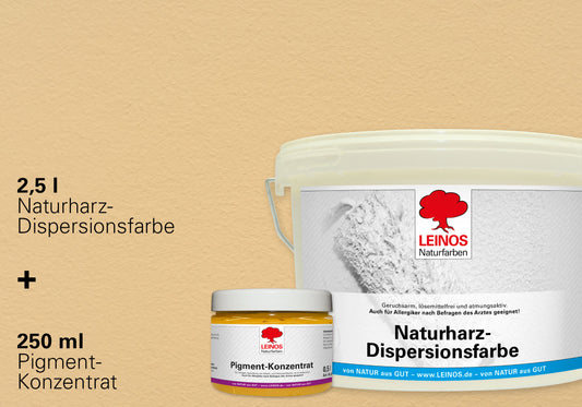 LEINOS Set Wandfarbe - Naturharz-Dispersionsfarbe 660 + Pigment-Konzentrat 668