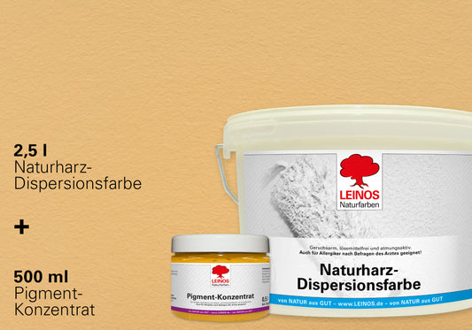 LEINOS Set Wandfarbe - Naturharz-Dispersionsfarbe 660 + Pigment-Konzentrat 668