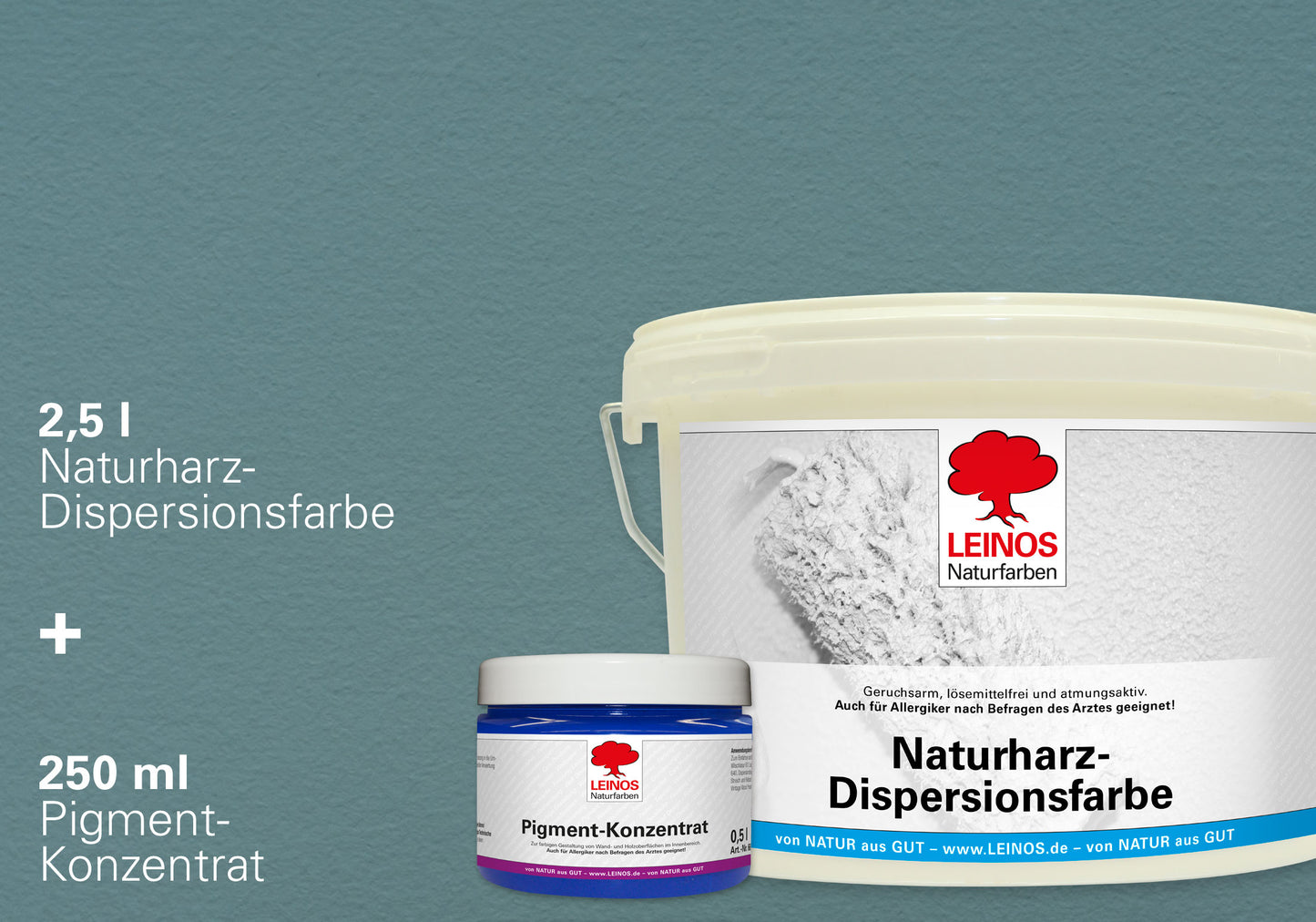 LEINOS Set Wandfarbe - Naturharz-Dispersionsfarbe 660 + Pigment-Konzentrat 668